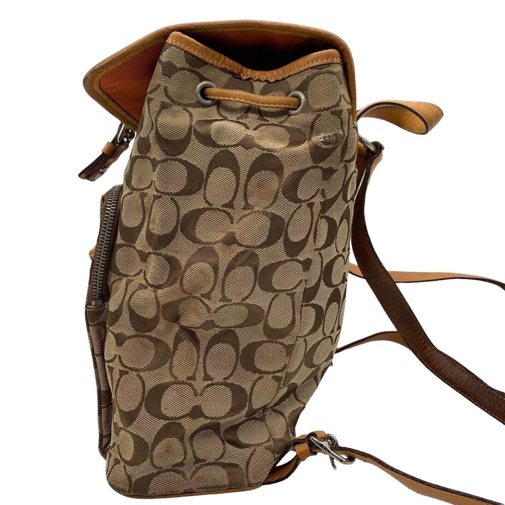 Vintage COACH Backpack Monogram CC Print Tan Beige Leather Y2K CLASSIC - Picture 8 of 12